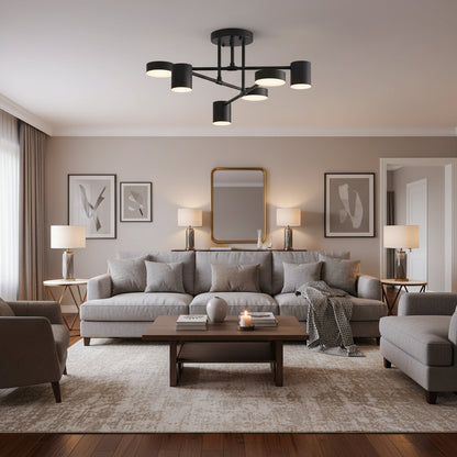 Lampadario LED GALIOS 26W, 6 Elementi, Luce Fredda/Calda/Neutra, Nero