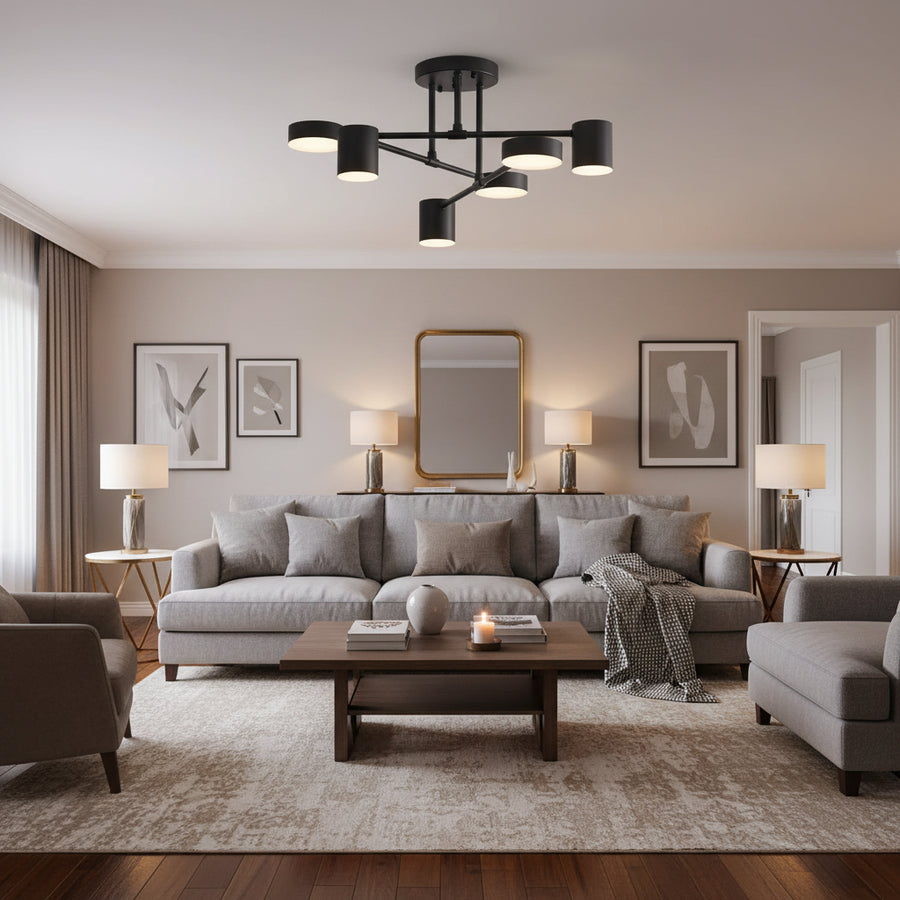Lampadario LED GALIOS 26W, 6 Elementi, Luce Fredda/Calda/Neutra, Nero