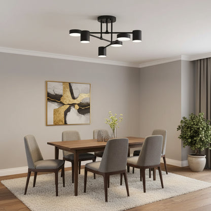 Lampadario LED GALIOS 26W, 6 Elementi, Luce Fredda/Calda/Neutra, Nero