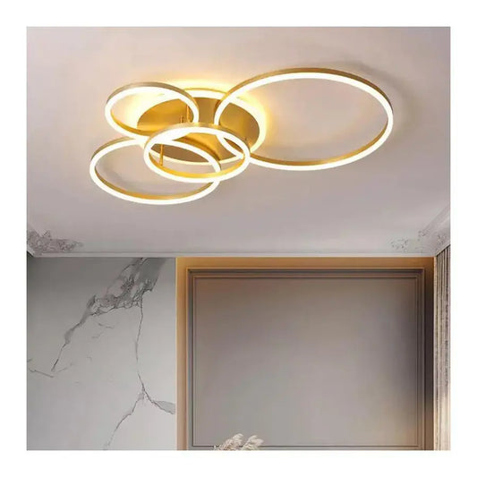 Lampadario LED con telecomando LYRA 220W, 4 Cerchi, Luce Fredda/Calda/Neutra, Dimmerabile, Lampadari LED Oro Spazzolato con Telecomando Titolo predefinito Alessandro Design