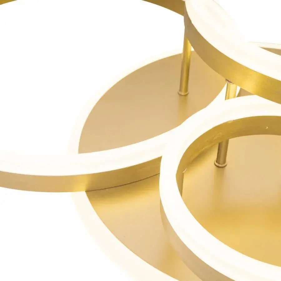 Lampadario LED con telecomando LYRA 220W, 4 Cerchi, Luce Fredda/Calda/Neutra, Dimmerabile, Lampadari LED Oro Spazzolato con Telecomando Titolo predefinito Alessandro Design