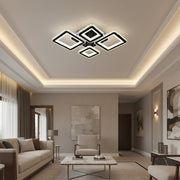 Lustra LED cu telecomanda si cristal QUADRIS RGB 96W, 4 Patrate, lumina Rece/Calda/Neutra, Dimabila, Negru Lustre LED cu Telecomanda Default Title Alessandro Design