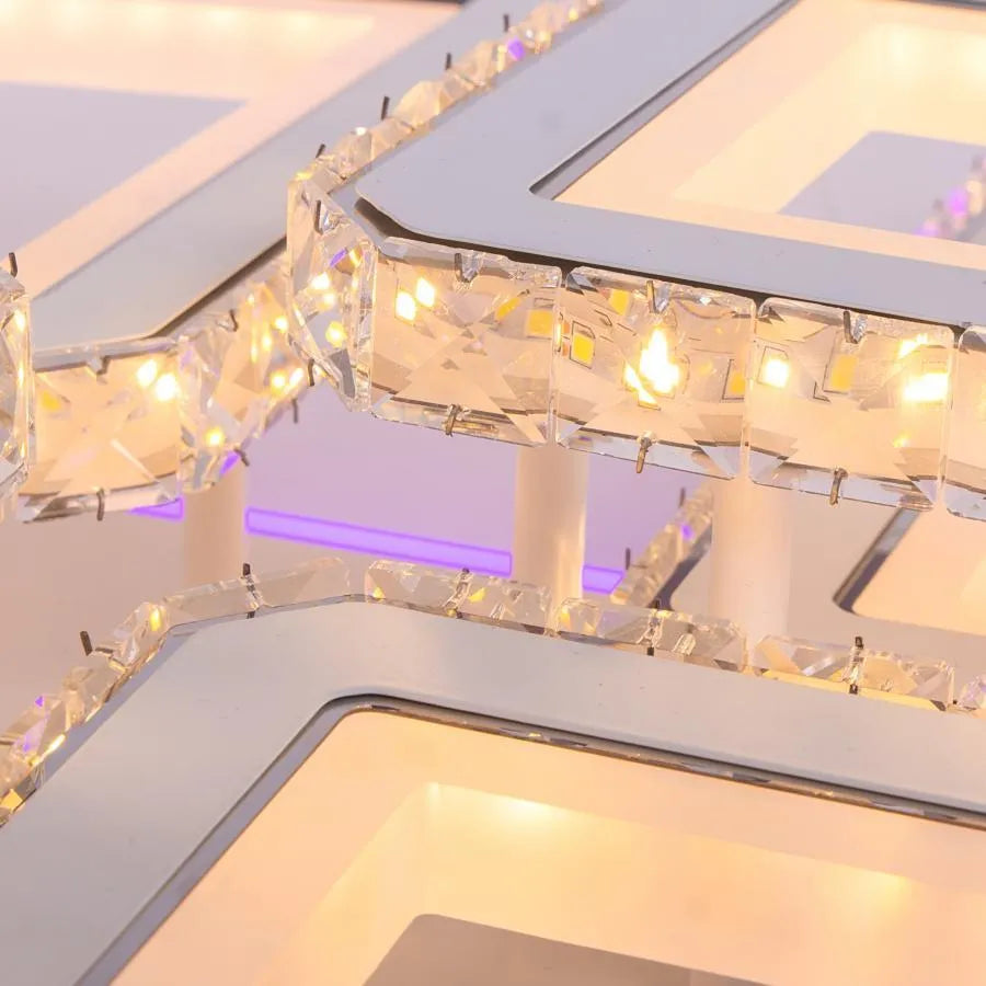Lampadario LED con telecomando e cristallo QUADRIS RGB 175W, 6 Quadrati, Luce Fredda/Calda/Neutra, Dimmerabile, Lampadari LED Bianchi con Telecomando Titolo predefinito Alessandro Design