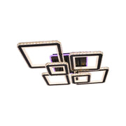 Lustra LED cu telecomanda si cristal QUADRIS RGB 177W, 6 Patrate, lumina Rece/Calda/Neutra 3000K/4000K/6000K, Dimabila, Negru, Metal si Cristal Lustre LED cu Telecomanda Default Title Alessandro Design