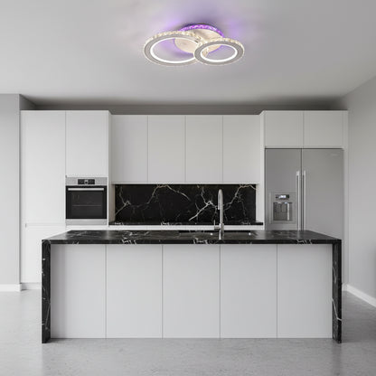 Lampadario LED con telecomando e cristallo NOVA ROTONDA RGB 42W, 2 Cerchi, Luce Fredda/Calda/Neutra, Dimmerabile, Lampadario LED Bianco con telecomando Titolo predefinito Alessandro Design