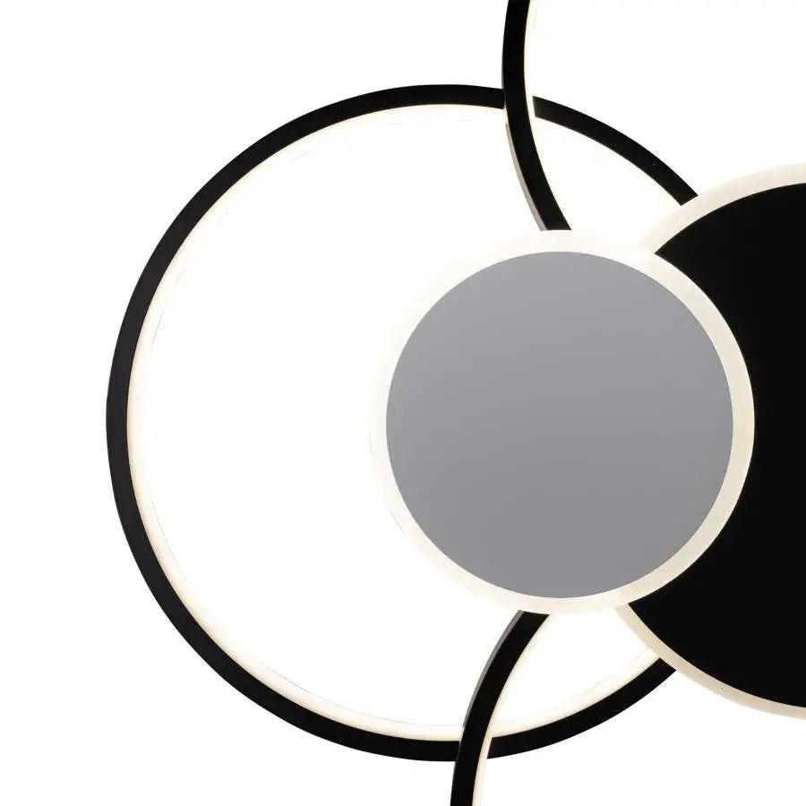 Lampadario LED con Telecomando, KILLIAN, 74W, 6 Cerchi, Luce Fredda/Calda/Neutra 3000K/4000K/6000K, Dimmerabile, Bianco e Nero, Lampadari LED in Metallo e Acrilico con Telecomando Titolo predefinito Alessandro Design