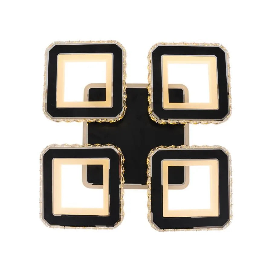 Lampadario LED con telecomando e cristallo LEILA RGB 69W, 4 Quadrati, Luce Fredda/Calda/Neutra, Dimmerabile, Nero Lampadari LED con Telecomando Titolo predefinito Alessandro Design