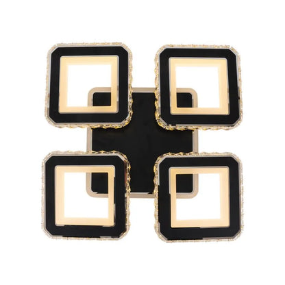 Lampadario LED con telecomando e cristallo LEILA RGB 69W, 4 Quadrati, Luce Fredda/Calda/Neutra, Dimmerabile, Nero Lampadari LED con Telecomando Titolo predefinito Alessandro Design