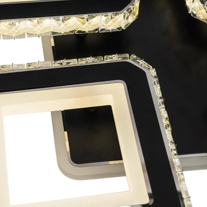 Lampadario LED con telecomando e cristallo LEILA RGB 69W, 4 Quadrati, Luce Fredda/Calda/Neutra, Dimmerabile, Nero Lampadari LED con Telecomando Titolo predefinito Alessandro Design
