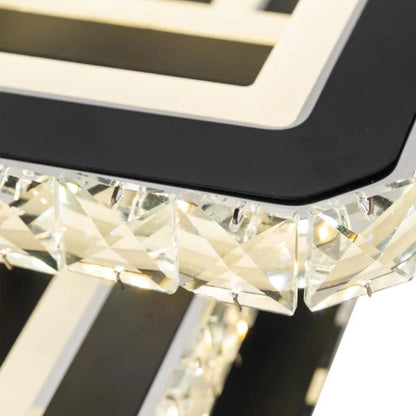 Lampadario LED con telecomando e cristallo LEILA 88W, 3 Quadrati, Luce Fredda/Calda/Neutra, Dimmerabile, Cromo Nero Lucido Lampadari LED con Telecomando Titolo predefinito Alessandro Design