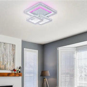 Lampadario a LED con telecomando e cristallo LEILA 87W, 3 Quadrati, Luce Fredda/Calda/Neutra, Dimmerabile, Lampadario a LED Bianco con telecomando Titolo predefinito Alessandro Design
