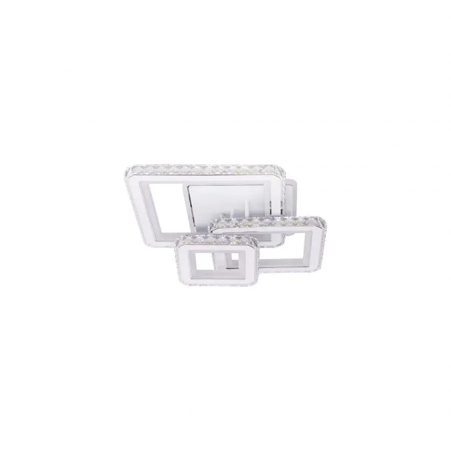 Lampadario a LED con telecomando e cristallo LEILA 87W, 3 Quadrati, Luce Fredda/Calda/Neutra, Dimmerabile, Lampadario a LED Bianco con telecomando Titolo predefinito Alessandro Design