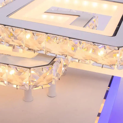 Lampadario a LED con telecomando e cristallo LEILA 87W, 3 Quadrati, Luce Fredda/Calda/Neutra, Dimmerabile, Lampadario a LED Bianco con telecomando Titolo predefinito Alessandro Design