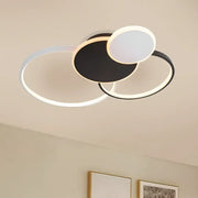 Lampadario LED con telecomando KILLIAN 80W, 4 Cerchi, Luce Fredda/Calda/Neutra, Dimmerabile, Lampadari LED Bianco Nero con Telecomando Titolo predefinito Alessandro Design