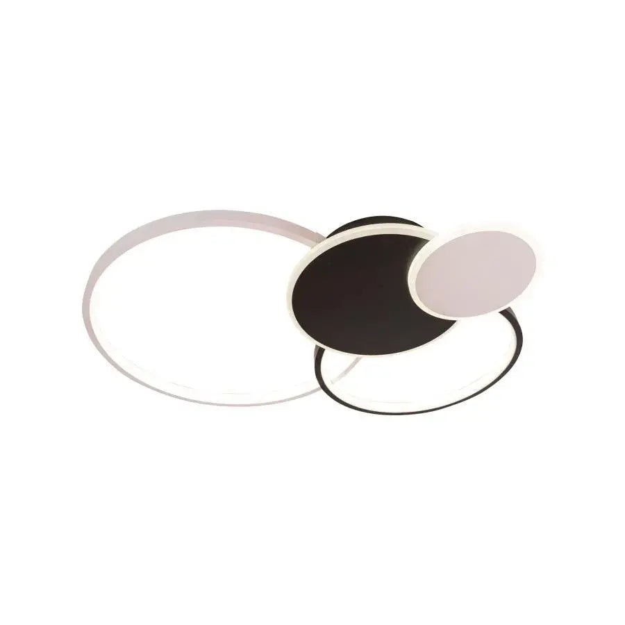 Lampadario LED con telecomando KILLIAN 80W, 4 Cerchi, Luce Fredda/Calda/Neutra, Dimmerabile, Lampadari LED Bianco Nero con Telecomando Titolo predefinito Alessandro Design