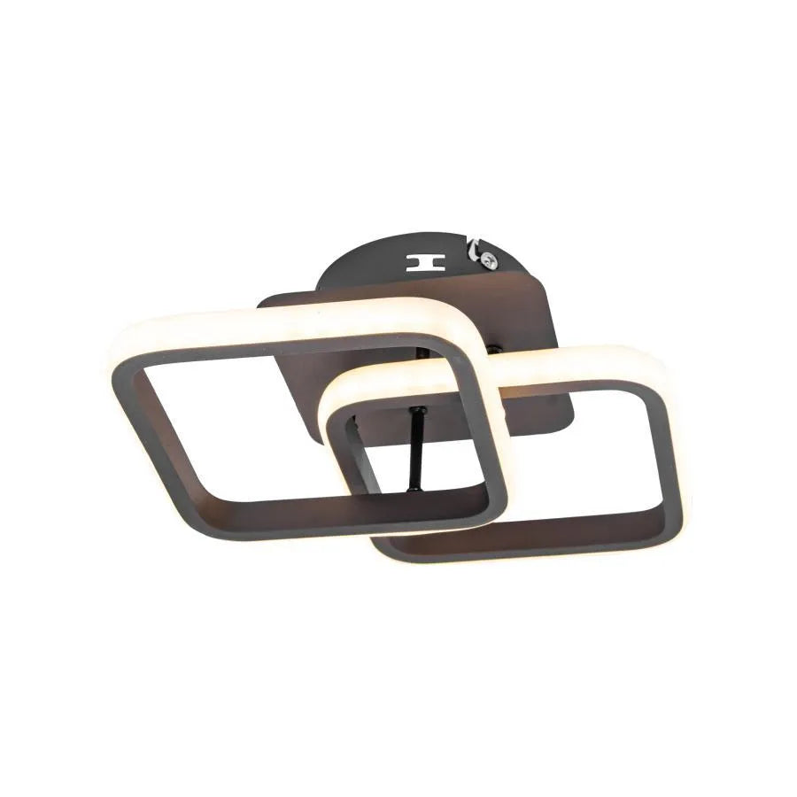 Lampadario LED LILIA 24W, 2 Quadrati, luce Fredda/Calda/Neutra, Marrone