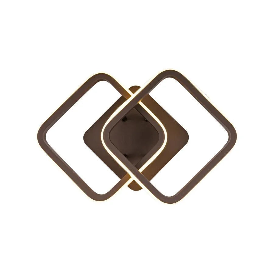 Lampadario LED LILIA 24W, 2 Quadrati, luce Fredda/Calda/Neutra, Marrone