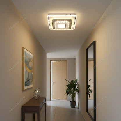 Lampadario LED in cristallo MITA 39W, 20x20cm, Quadrato, Luce Fredda/Calda/Neutra, Lampadari LED Bianchi Titolo predefinito Alessandro Design