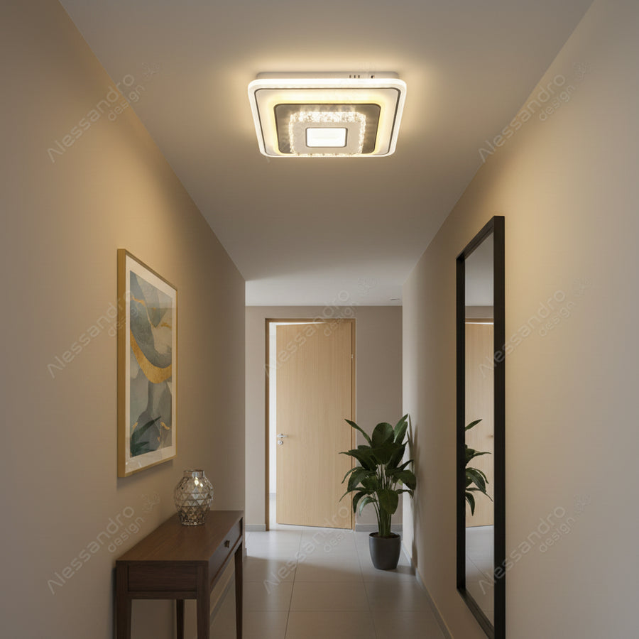 Lampadario LED in cristallo MITA 39W, 20x20cm, Quadrato, Luce Fredda/Calda/Neutra, Lampadari LED Bianchi Titolo predefinito Alessandro Design