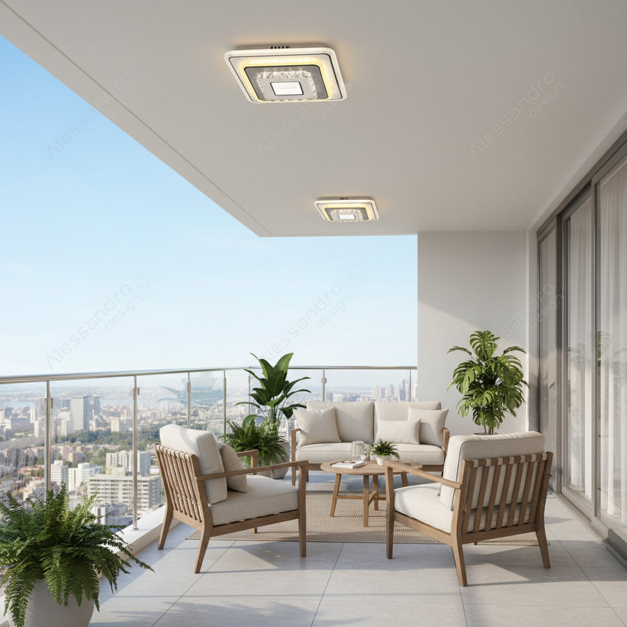Lampadario LED in cristallo MITA 39W, 20x20cm, Quadrato, Luce Fredda/Calda/Neutra, Lampadari LED Bianchi Titolo predefinito Alessandro Design