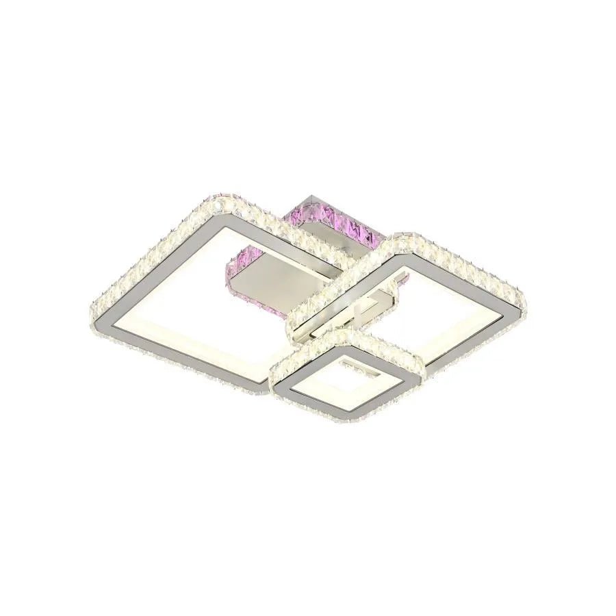 Lampadario LED con telecomando e cristallo BLAKELY RGB 166W, 3 Quadrati, Luce Fredda/Calda/Neutra, Dimmerabile, Lampadari LED Cristallo Bianco Titolo predefinito Alessandro Design