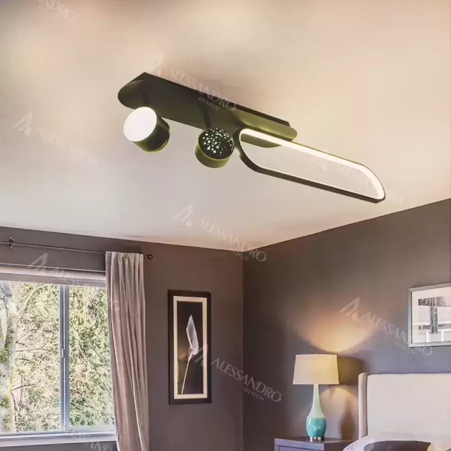 Lampadario LED MEISSUN 44W, Lineare, Luce Fredda/Calda/Neutra, Lampadario LED Nero Titolo predefinito Alessandro Design