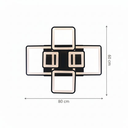 Lampadario LED con telecomando ELLA 120W, 6 Quadrati, Luce Fredda/Calda/Neutra, Dimmerabile, Nero, Metallo e Acrilico Lampadari LED con Telecomando Titolo predefinito Alessandro Design