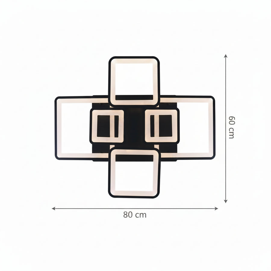 Lampadario LED con telecomando ELLA 120W, 6 Quadrati, Luce Fredda/Calda/Neutra, Dimmerabile, Nero, Metallo e Acrilico Lampadari LED con Telecomando Titolo predefinito Alessandro Design