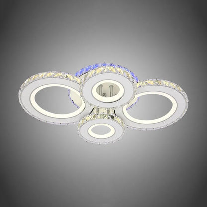 Lampadario LED con telecomando e cristallo MEILI ZAFINA RGB 136W, 4 Cerchi, Luce Fredda/Calda/Neutra, Dimmerabile, Lampadari LED Cristallo Bianco Titolo predefinito Alessandro Design