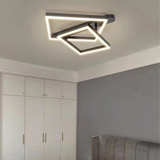 Lampadario LED con Telecomando PAPINI 112W, 2 Quadrati, Luce Fredda/Calda/Neutra, Dimmerabile, Lampadari LED Neri con Telecomando Titolo predefinito Alessandro Design