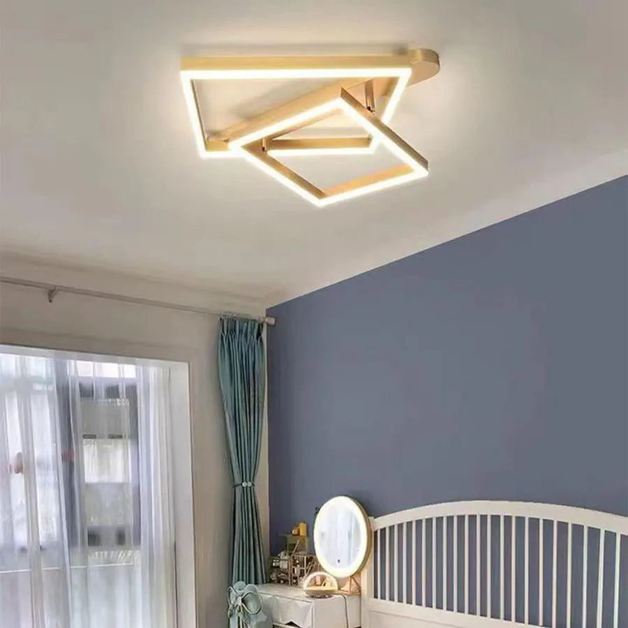 Lampadario LED con Telecomando PAPINI 112W, 2 Quadrati, Luce Fredda/Calda/Neutra, Dimmerabile, Lampadari LED Oro Lucido con Telecomando Titolo predefinito Alessandro Design