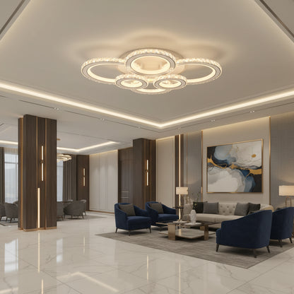 Lampadario LED con telecomando e cristallo NOVA ROTONDA RGB 145W, 6 Cerchi, Luce Fredda/Calda/Neutra, Dimmerabile, Lampadari LED Cristallo Bianco Titolo predefinito Alessandro Design