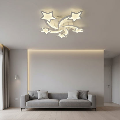 Lustra LED cu telecomanda IPOMOEA 85W, 5 Stele, lumina Rece/Calda/Neutra, Dimabila, Alb Lustre LED cu Telecomanda Default Title Alessandro Design