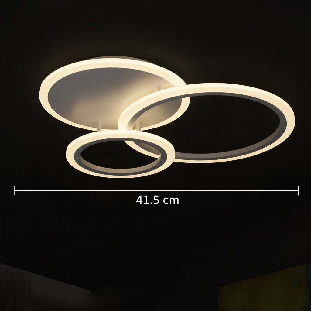 Lampadario a LED con telecomando LUCY 45W, 3 Cerchi, Luce Fredda/Calda/Neutra, Dimmerabile, Lampadario a LED Bianco con telecomando Titolo predefinito Alessandro Design