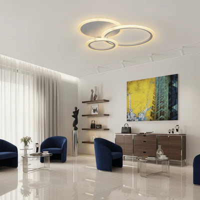Lampadario LED con telecomando LUCY 45W, 3 Cerchi, Luce Fredda/Calda/Neutra, Dimmerabile, Bianco