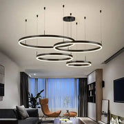 Lustra LED suspendata cu telecomanda ADELAIDA 226W, 4 Cercuri, lumina Rece/Calda/Neutra, Dimabila, Negru, Inaltime Reglabila Lustre Moderne Default Title Alessandro Design