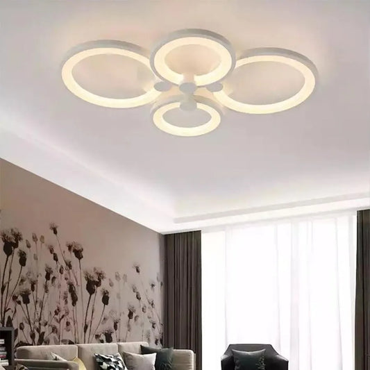 Lampadario a LED con telecomando ALANI 52W, 4 Cerchi, Luce Fredda/Calda/Neutra, Dimmerabile, Lampadario a LED Bianco con telecomando Titolo predefinito Alessandro Design