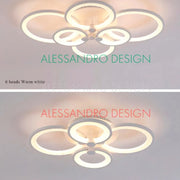 Lampadario a LED con telecomando ALANI 52W, 4 Cerchi, Luce Fredda/Calda/Neutra, Dimmerabile, Lampadario a LED Bianco con telecomando Titolo predefinito Alessandro Design
