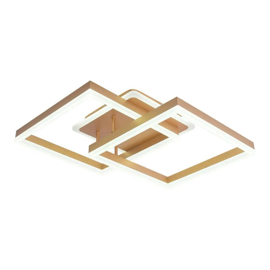 Lampadario LED con telecomando ARWEN 142W, 2 Quadrati, Luce Fredda/Calda/Neutra, Dimmerabile, Oro Lampadari LED con Telecomando Titolo predefinito Alessandro Design