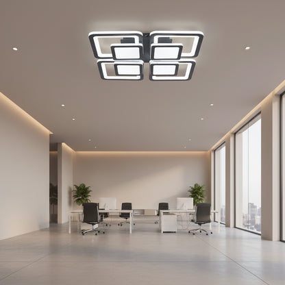 Lampadario a LED con telecomando SUSAN 96W, 4 Quadrati, Luce Fredda/Calda/Neutra, Dimmerabile, Nero Lampadari a LED con telecomando Titolo predefinito Alessandro Design