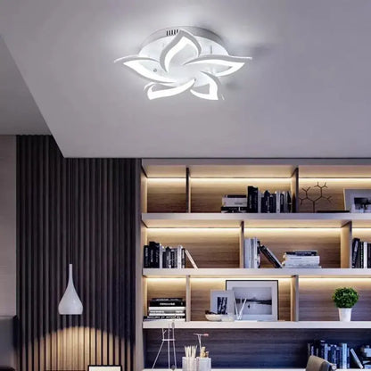 Lampadario a LED con telecomando LOTUS 54W, 5 Petali, Luce Fredda/Calda/Neutra, Dimmerabile, Lampadario a LED con telecomando Bianco Titolo predefinito Alessandro Design