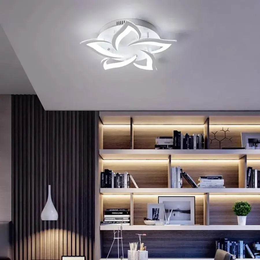 Lampadario a LED con telecomando LOTUS 54W, 5 Petali, Luce Fredda/Calda/Neutra, Dimmerabile, Lampadario a LED con telecomando Bianco Titolo predefinito Alessandro Design