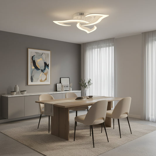 Lampadario a LED con telecomando LOTUS 32W, 3 Petali, Luce Fredda/Calda/Neutra, Dimmerabile, Lampadario a LED Bianco con telecomando Titolo predefinito Alessandro Design