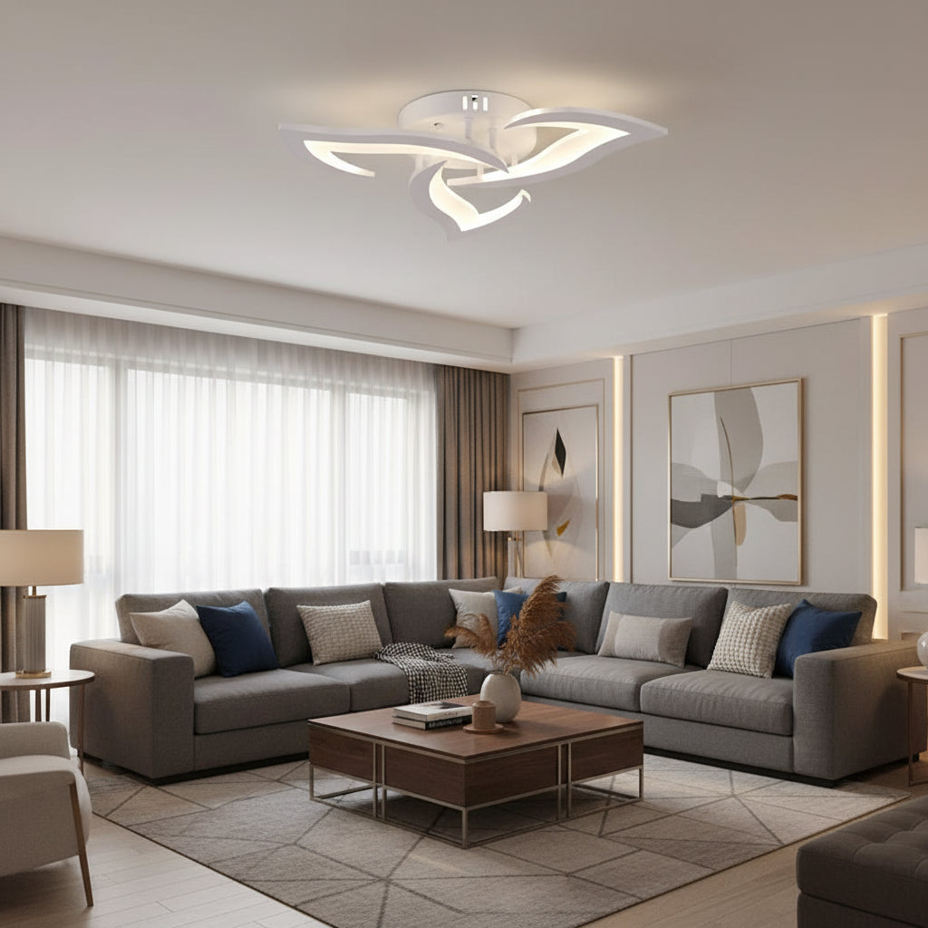 Lampadario a LED con telecomando LOTUS 32W, 3 Petali, Luce Fredda/Calda/Neutra, Dimmerabile, Lampadario a LED Bianco con telecomando Titolo predefinito Alessandro Design