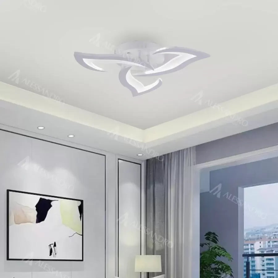 Lampadario a LED con telecomando LOTUS 32W, 3 Petali, Luce Fredda/Calda/Neutra, Dimmerabile, Lampadario a LED Bianco con telecomando Titolo predefinito Alessandro Design