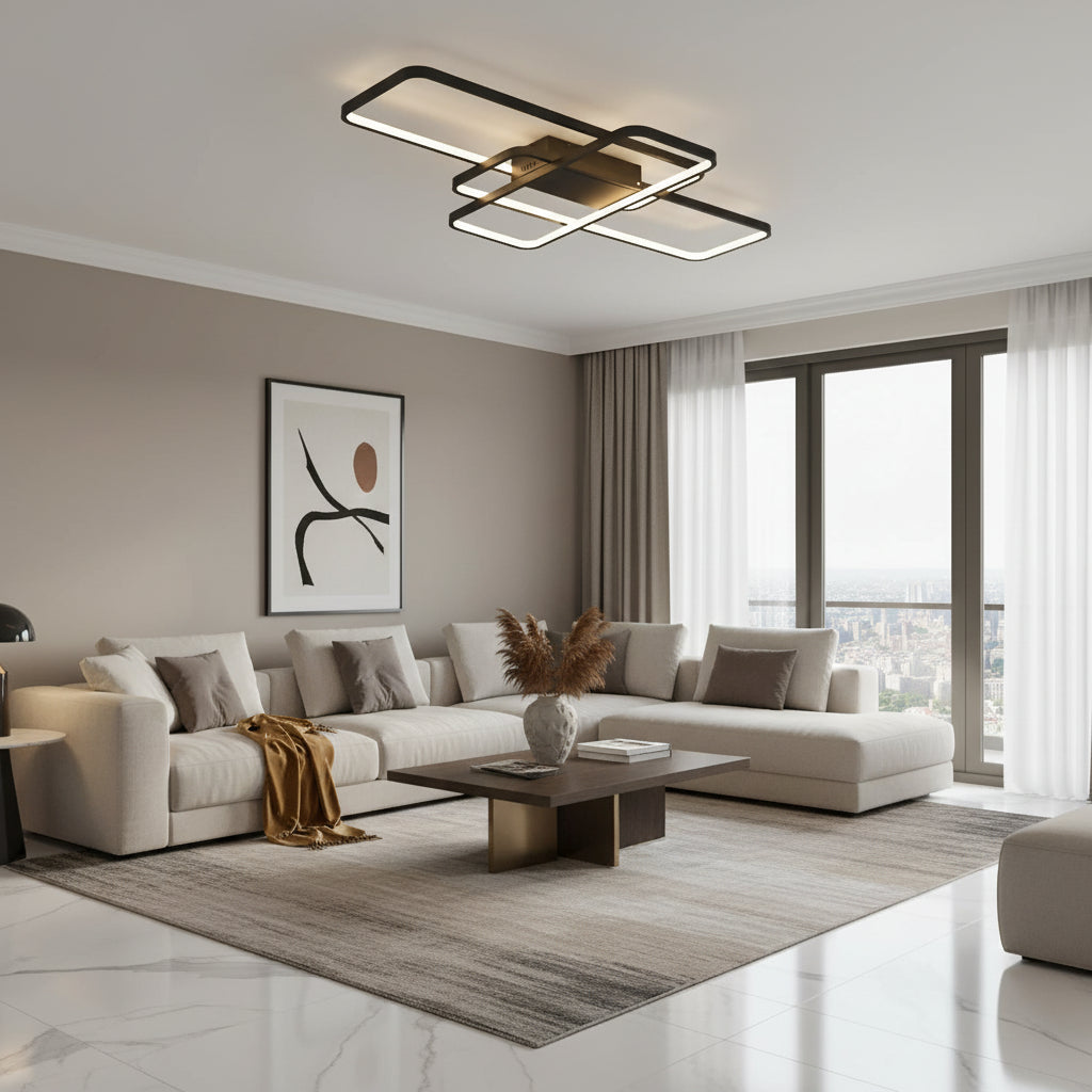 IANUSIS Lampadario LED con telecomando 95W, 3 Elementi, Luce Fredda/Calda/Neutra, Dimmerabile, Nero Lampadari LED con Telecomando Titolo predefinito Alessandro Design