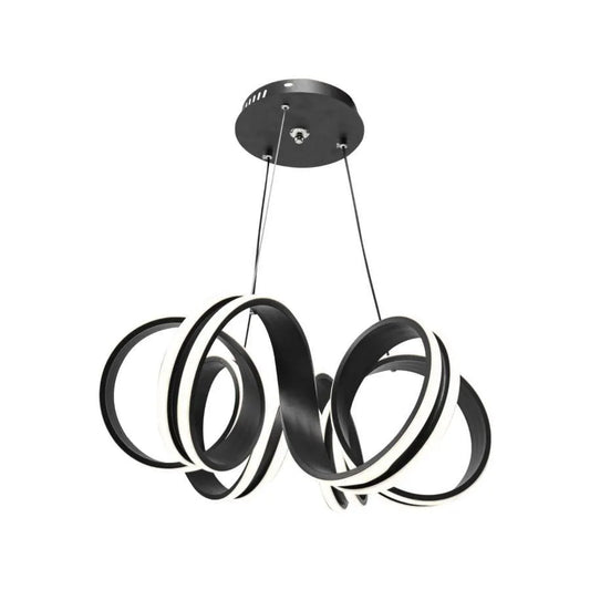Lampadario LED a sospensione con telecomando INFINITY TWIST 180W, Ondulata, Luce Fredda/Calda/Neutra, Dimmerabile, Nero, Altezza Regolabile Lampadari Moderni Titolo predefinito Alessandro Design