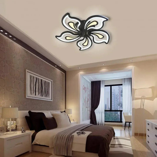Lustra LED cu telecomanda GLORIOSA 150W, 5 Petale, lumina Rece/Calda/Neutra, Dimabila, Negru Lustre LED cu Telecomanda Default Title Alessandro Design
