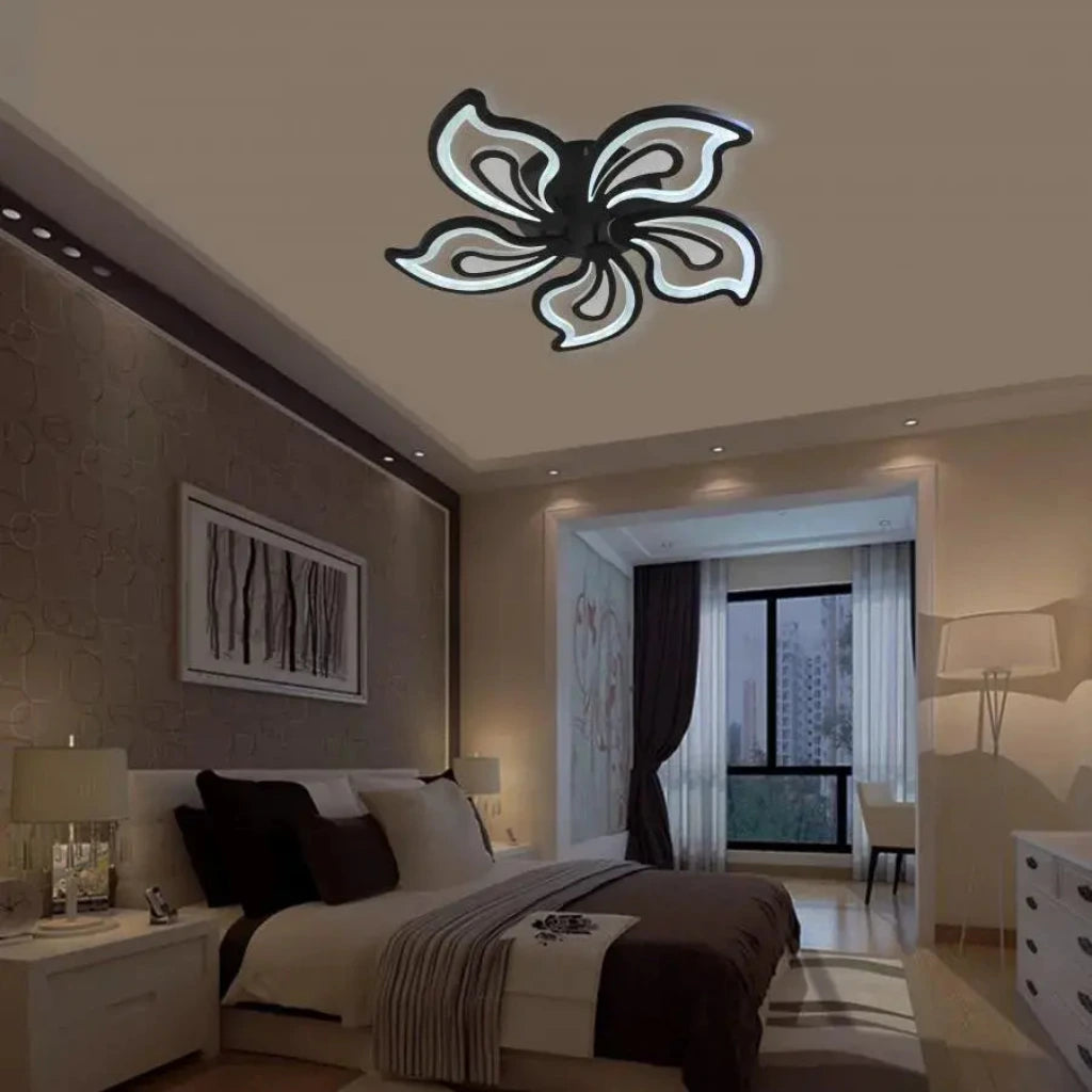Lampadario LED con telecomando GLORIOSA 150W, 5 Petali, Luce Fredda/Calda/Neutra, Dimmerabile, Nero Lampadari LED con Telecomando Titolo predefinito Alessandro Design