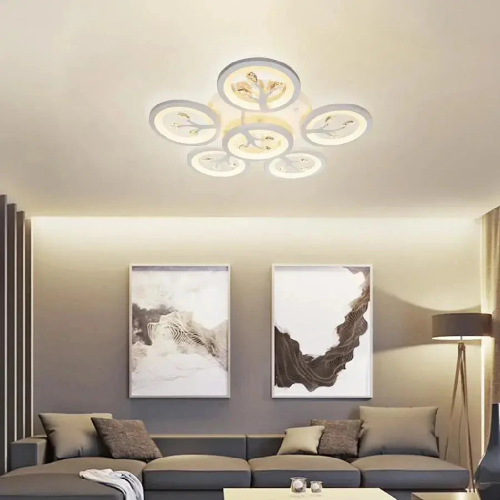 Lampadario a LED con telecomando e cristallo DAISY 78W, 6 Elementi, Luce Fredda/Calda/Neutra, Dimmerabile, Lampadario a LED Bianco con telecomando Titolo predefinito Alessandro Design